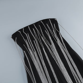 Luxe Black Chain Detail Strapless Jumpsuit