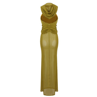 Hooded Cross Border Sleeveless Mesh Long Dress