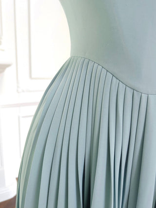 Mint Green Strapless Maxi Dress with Pleated Skirt and Sweetheart Bodice