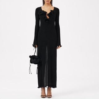 Blooming V Neck Long Sleeve Flower Dress