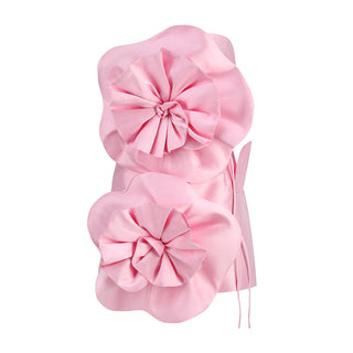 Luna Strapless Satin Flower Mini Dress