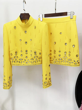 Embellished Long Sleeve Top and Skirt Set