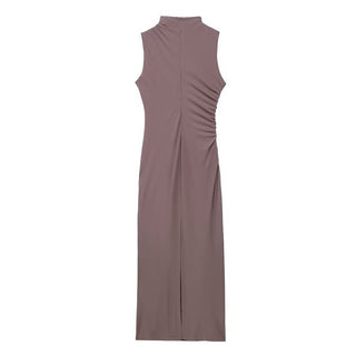 Chic High Neck Sleeveless Long Dress
