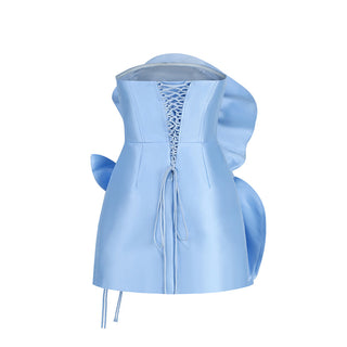 Luna Strapless Satin Flower Mini Dress