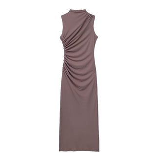 Chic High Neck Sleeveless Long Dress