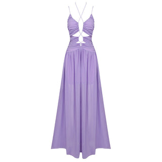 Light Purple Sleeveless Backless Long Dress