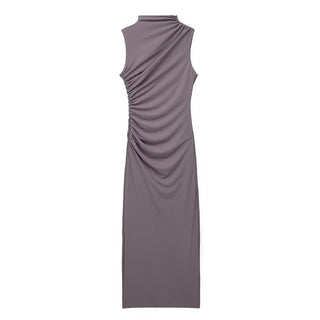 Chic High Neck Sleeveless Long Dress