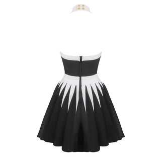 Monochrome Blossom Halter Flower Mini Dress