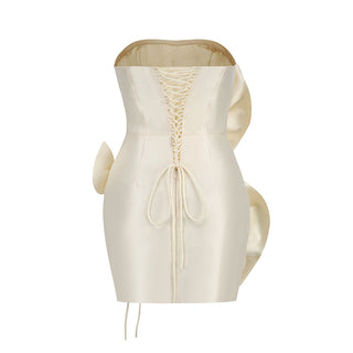 Luna Strapless Satin Flower Mini Dress