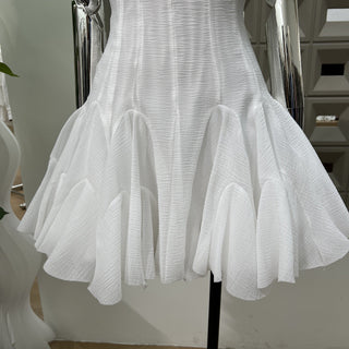 Off-Shoulder Mini Dress with Ruffle Trim and Flared Skirt