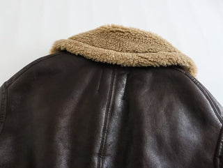 Oversized Leather Jacket with Faux Fur Lining