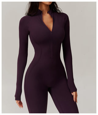 Long Sleeve Yoga Jumpsuit with Cross-Border Waist Design