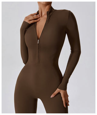 Zipper Long-Sleeved Yoga Jumpsuit