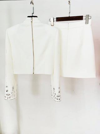 Embellished Long Sleeve Top and Skirt Set