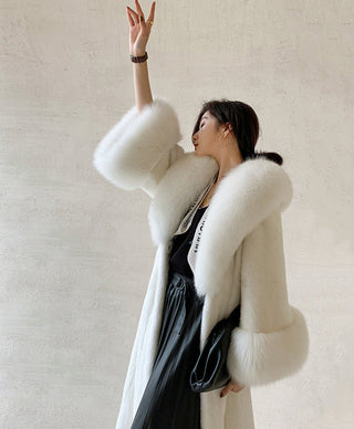 Luxurious Long Fur Coat with Belt