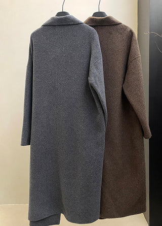 Oversized Cashmere Coat - Long Sleeve Belted Wrap Coat