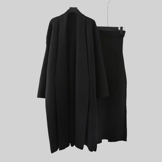 Minimalist Wool Cardigan and Midi Dress Set