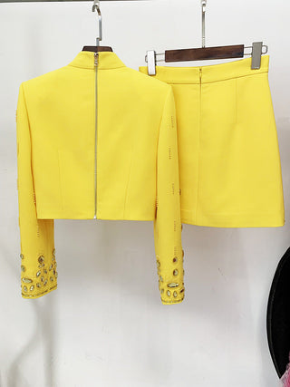 Embellished Long Sleeve Top and Skirt Set