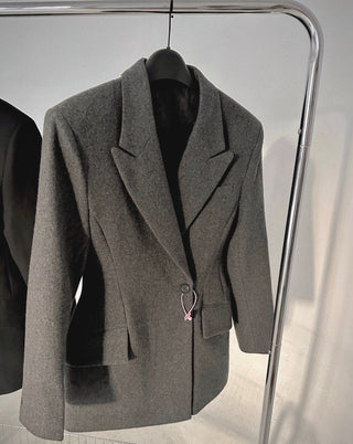 Oversized Wool Blazer Dress with Pockets