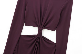 Long Sleeve Twist-Front Bodycon Maxi Dress