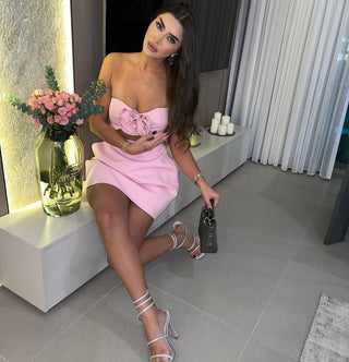 Aida Strapless Flower Mini Dress