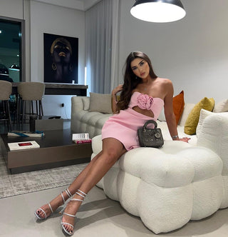 Aida Strapless Flower Mini Dress