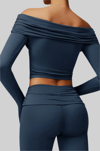 Padded Off-Shoulder Long-Sleeve Sport Top