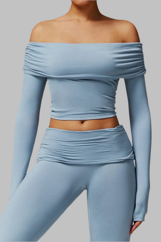 Padded Off-Shoulder Long-Sleeve Sport Top