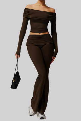 Padded Off-Shoulder Long-Sleeve Sport Top