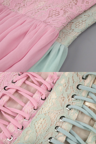 Lace Corset Halter Long Dress – Pleated Chiffon Evening Dress
