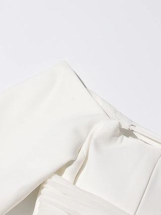 Off-Shoulder Tulle Draped Blazer Dress