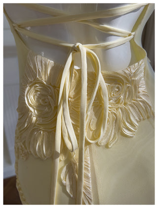 Petal Embellished Mesh Halter Column Dress with Slim Straps
