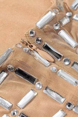 Crystal Embellished Halter Neck Bodycon Long Dress