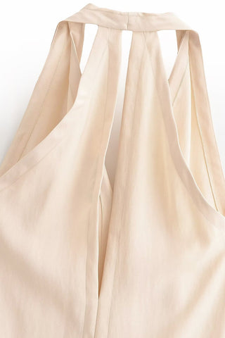 Asymmetric Fringe Halter Top & Wide-Leg Pants Set