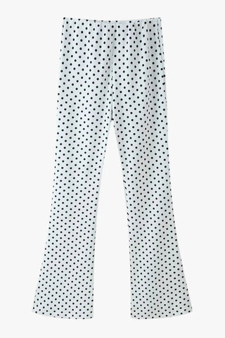 Polka Dot Polyester Halter Neck Sleeveless Top & Flared Pants Set