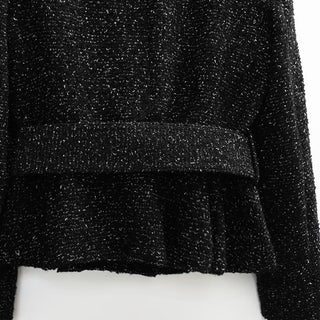 Long Sleeve Textured Tweed Jacket with Gold Buckle Belt & High-Waisted Shorts Set