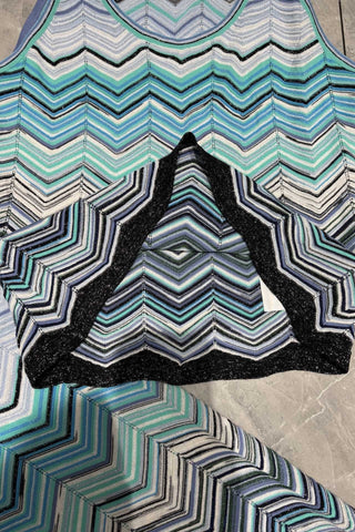 Chevron Knit Sleeveless Top & Wide-Leg Pants Set