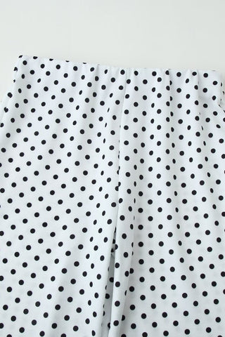 Polka Dot Polyester Halter Neck Sleeveless Top & Flared Pants Set