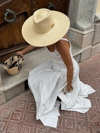 Ruched Drop Waist Spaghetti Strap Sleeveless Long Dress