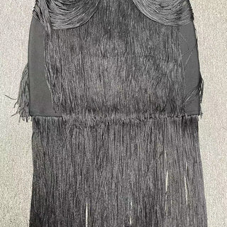 Fringe Halter Neck Bandage Long Evening Dress