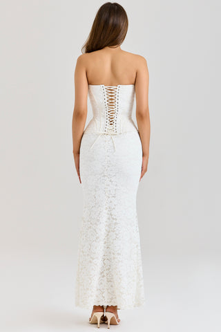 Lace Corset Long Dress – Strapless Sweetheart Evening Dress