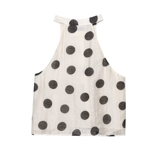 Elegant Polka Dot Halter Top & High-Waisted Shorts Linen Blend Set