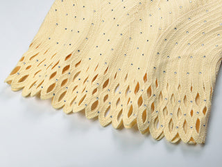 Crystal Embellished Openwork Crochet Sleeveless Top