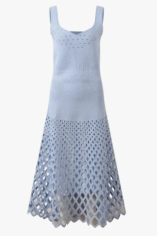 Embellished Sleeveless Open-Knit Midi Dress