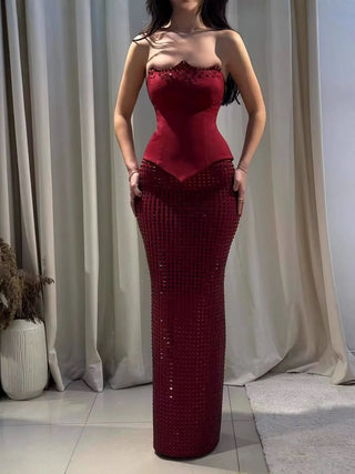 Crystal Embellished Corset Top & Long Skirt Set