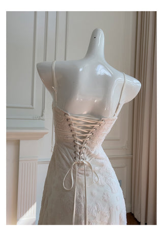 Floral Jacquard Lace Corset Midi Dress