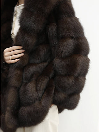 Luxury Hooded Plush Fur-Effect Jacket
