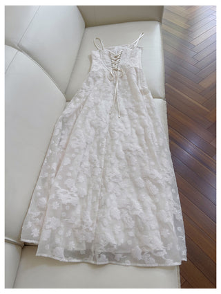 Floral Jacquard Lace Corset Midi Dress