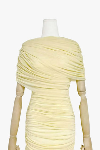 Ruched Off-Shoulder Long Dress – Draped Top & Flowing Skirt