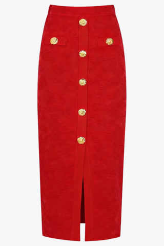 Textured Knit Button Cardigan & Midi Skirt Set